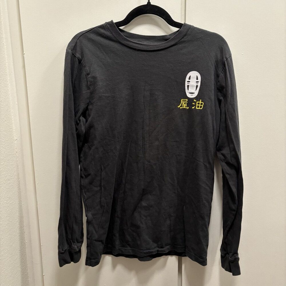 Spirited Away Studio Ghibli Sz Small No Face Neon Lights Black Long Sleeve Shirt